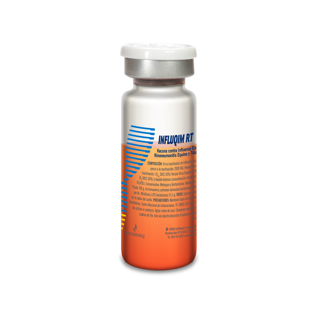 Influqim RT - Vacuna contra Influenza Equina (Gripe Equina), Rinoneumonitis Equina y Tétanos. Con inmunoestimulante inespecífico.